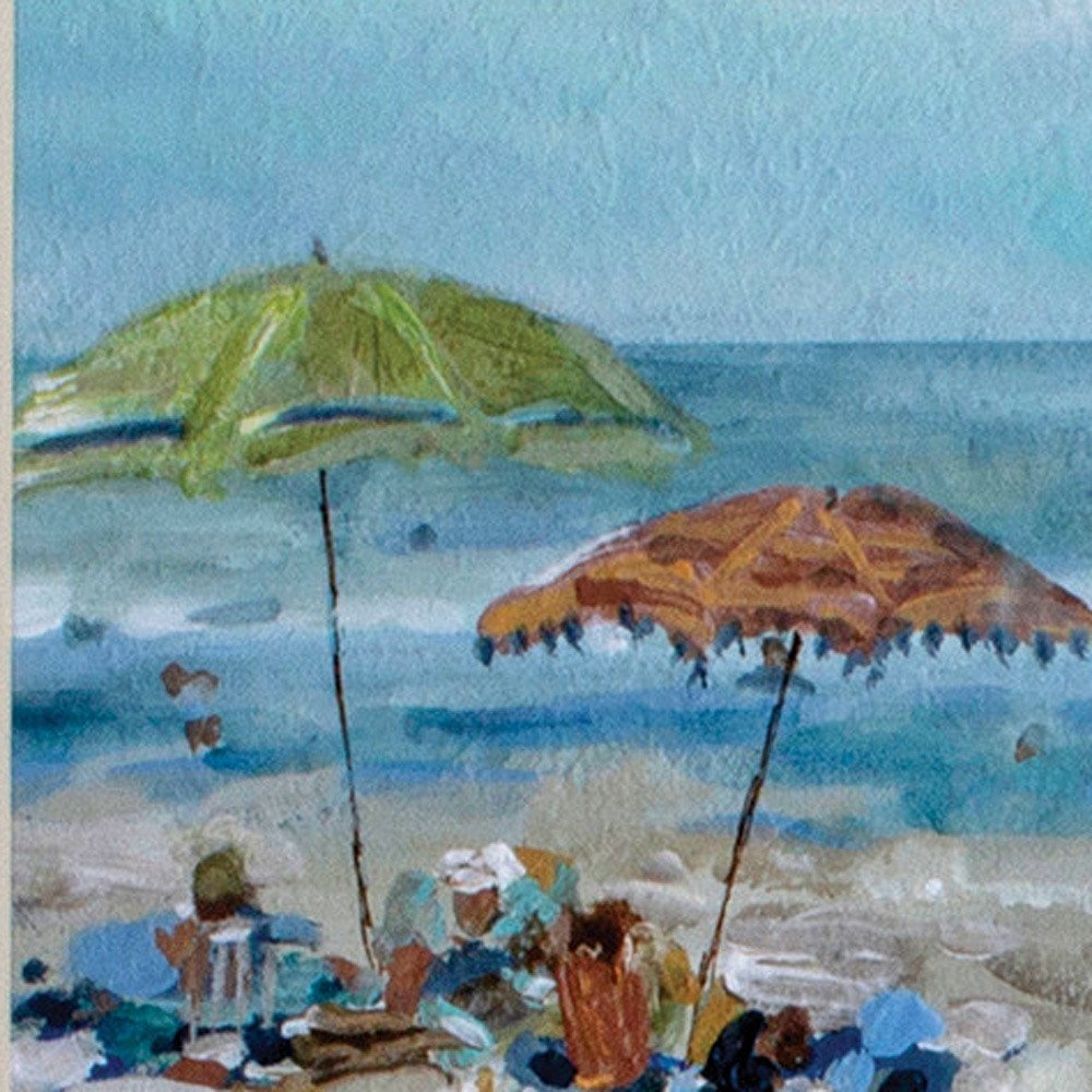 Set of Two Blue Day At The Beach Square Framed Art — view 3