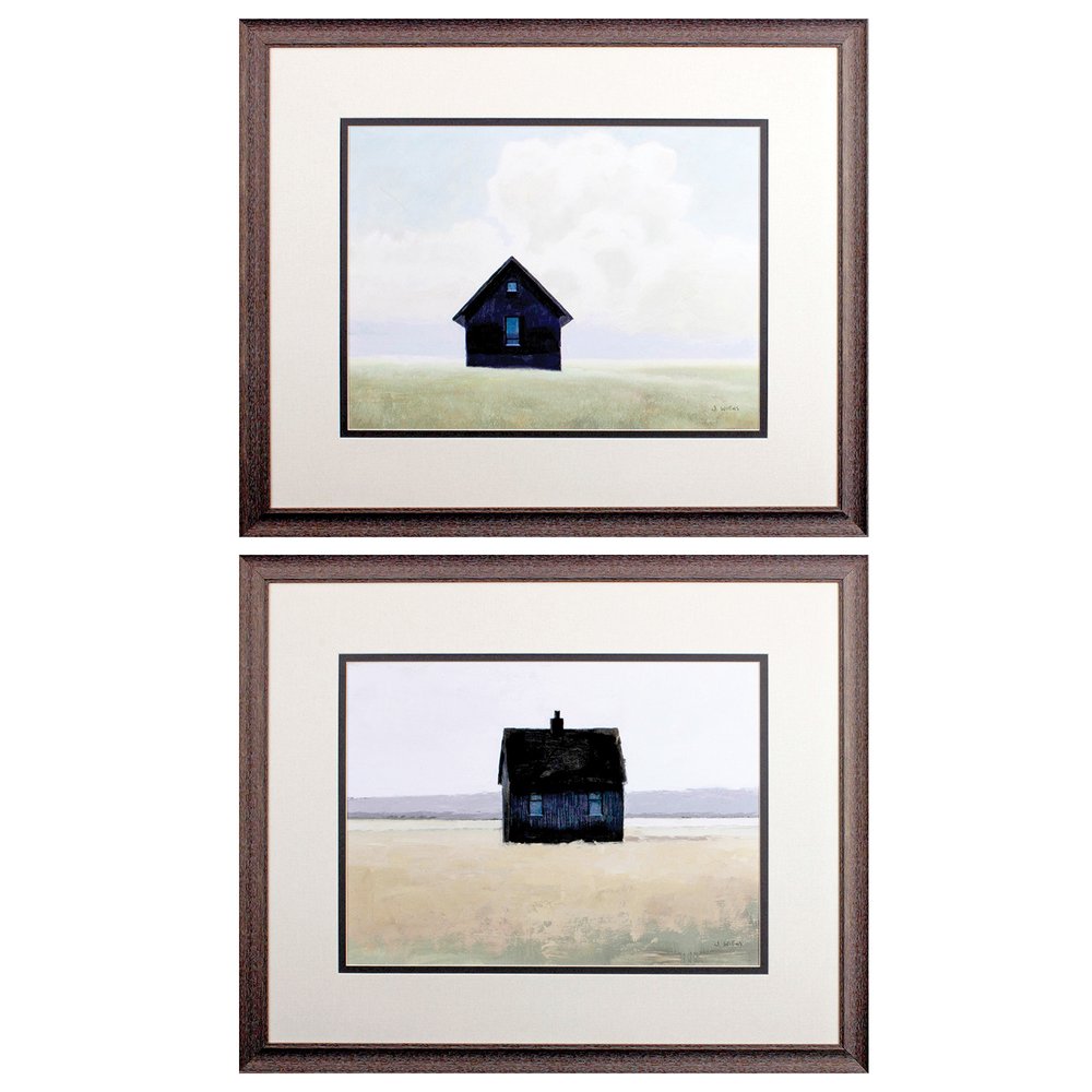 Set Of Two Lonely Landscape Wood Brown Framed Wall Art HomeRoots