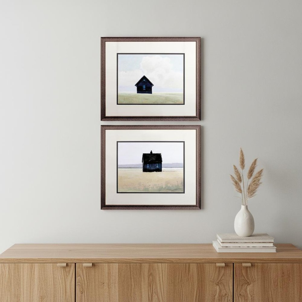 Set Of Two Lonely Landscape Wood Brown Framed Wall Art HomeRoots