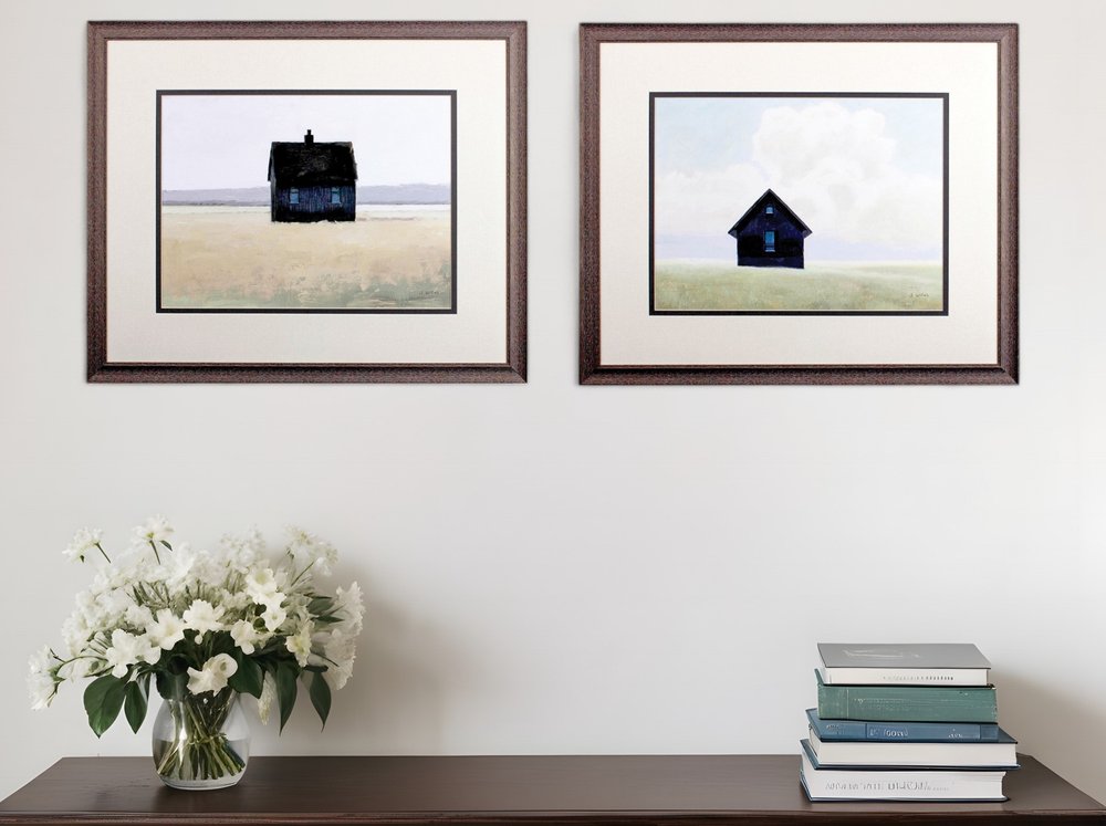 Set Of Two Lonely Landscape Wood Brown Framed Wall Art HomeRoots