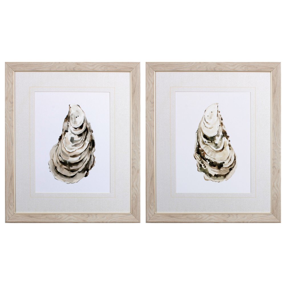 Set Of Two Neutral Oyster A Wood Brown Framed Wall Art HomeRoots