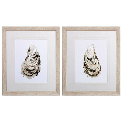 Set Of Two Neutral Oyster A Wood Brown Framed Wall Art HomeRoots