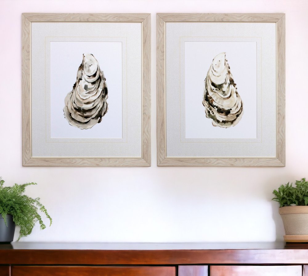 Set Of Two Neutral Oyster A Wood Brown Framed Wall Art HomeRoots