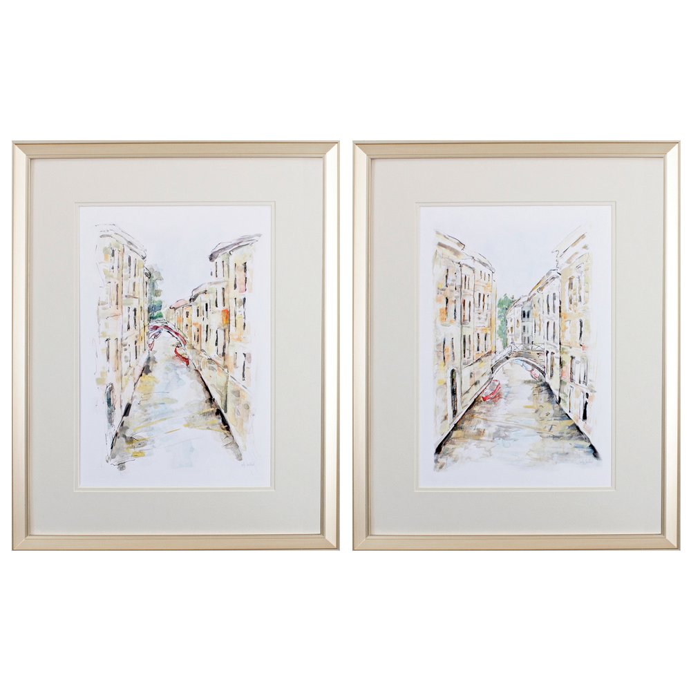 Set of Two Brown Streets of Venice Framed Art — view 1