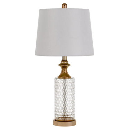 Set of Two 27" Glass Honeycomb and Rose Gold Table Lamps