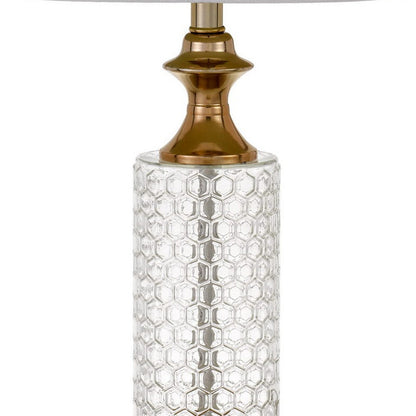 Set of Two 27" Glass Honeycomb and Rose Gold Table Lamps