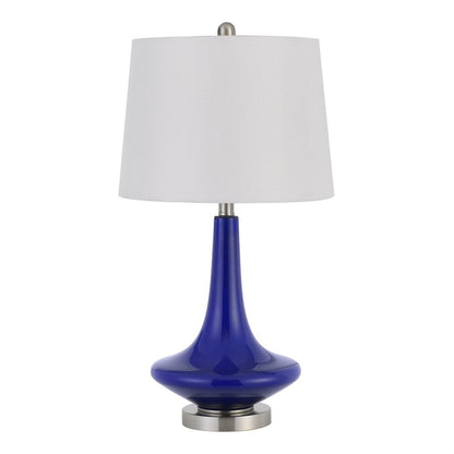 Set Of Two 26" Silver Metal Two Light Bedside Table Lamps With White Globe Shade HomeRoots