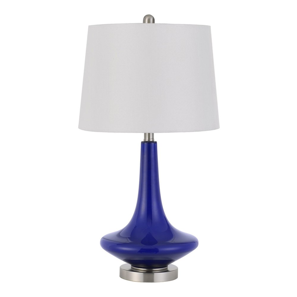 Set Of Two 26" Silver Metal Two Light Bedside Table Lamps With White Globe Shade HomeRoots