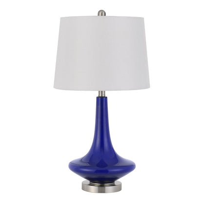 Set Of Two 26" Silver Metal Two Light Bedside Table Lamps With White Globe Shade HomeRoots