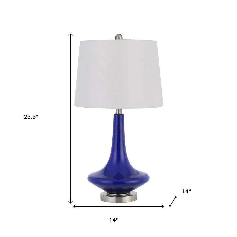 Set Of Two 26" Silver Metal Two Light Bedside Table Lamps With White Globe Shade HomeRoots