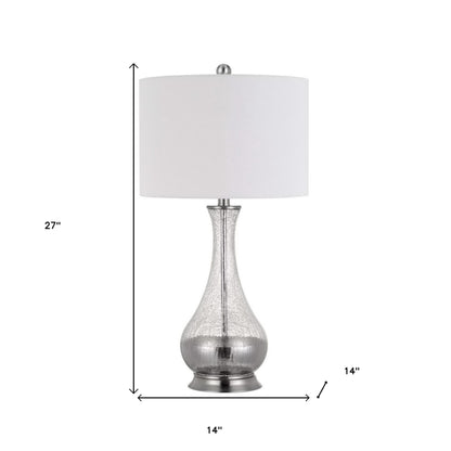 Set of Two 27" Glass And Steel Table Lamps