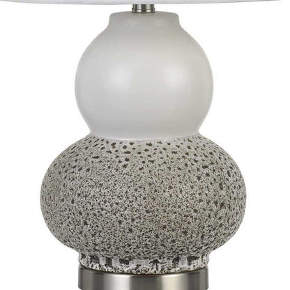 Set Of Two 24" Silver Metal Two Light Desk Table Lamps With White Globe Shade HomeRoots