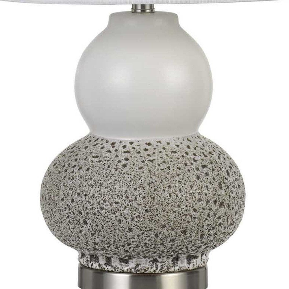 Set Of Two 24" Silver Metal Two Light Desk Table Lamps With White Globe Shade HomeRoots