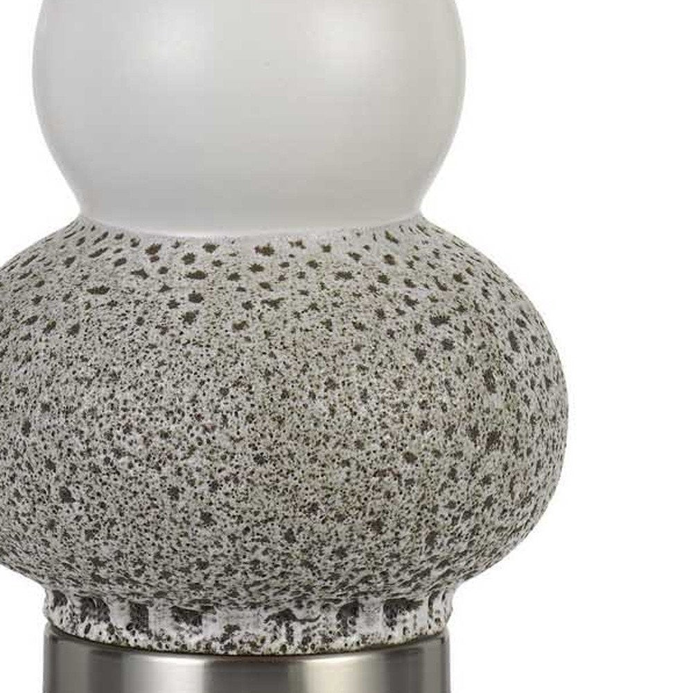 Set Of Two 24" Silver Metal Two Light Desk Table Lamps With White Globe Shade HomeRoots