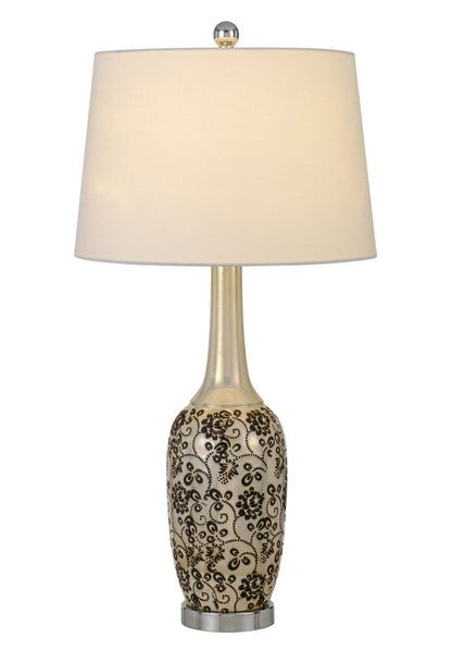 Set Of Two 30" Silver Metal Two Light Bedside Table Lamps With White Globe Shade HomeRoots