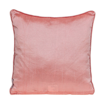 18" Taupe and Purple Cotton Throw Pillow With Embroidery FurniFindUSA
