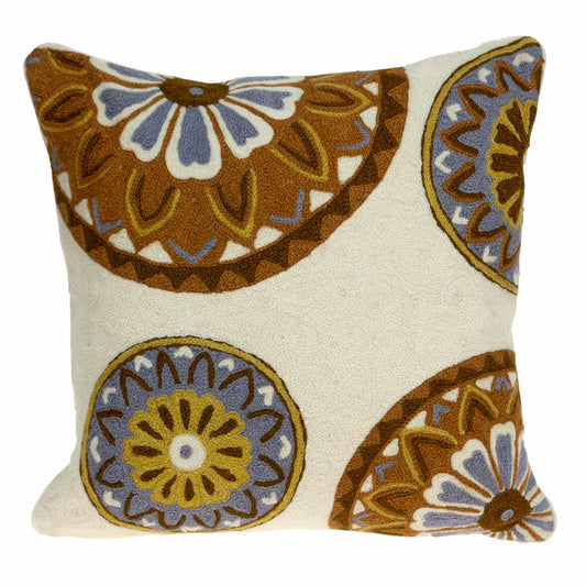 20" Beige and Brown Cotton Throw Pillow FurniFindUSA