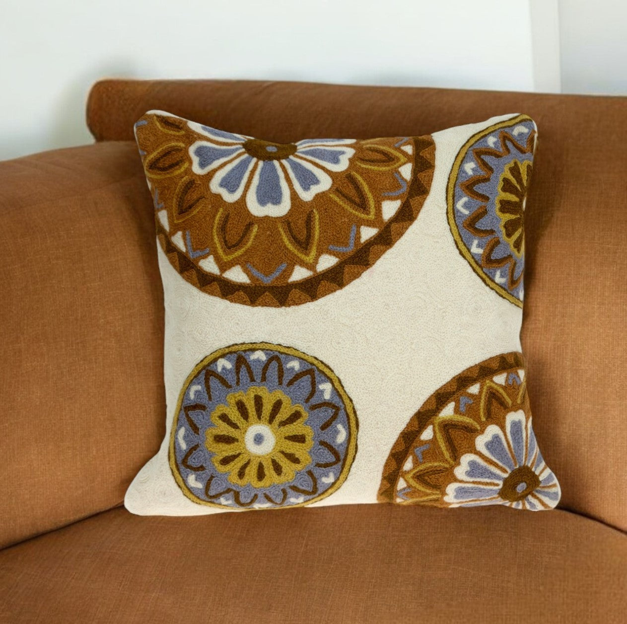 20" Beige and Brown Cotton Throw Pillow FurniFindUSA