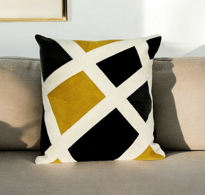 20" Black and Yellow Cotton Throw Pillow 6.0" (L) x 20.0" (W) x 20.0" (H) FurniFindUSA
