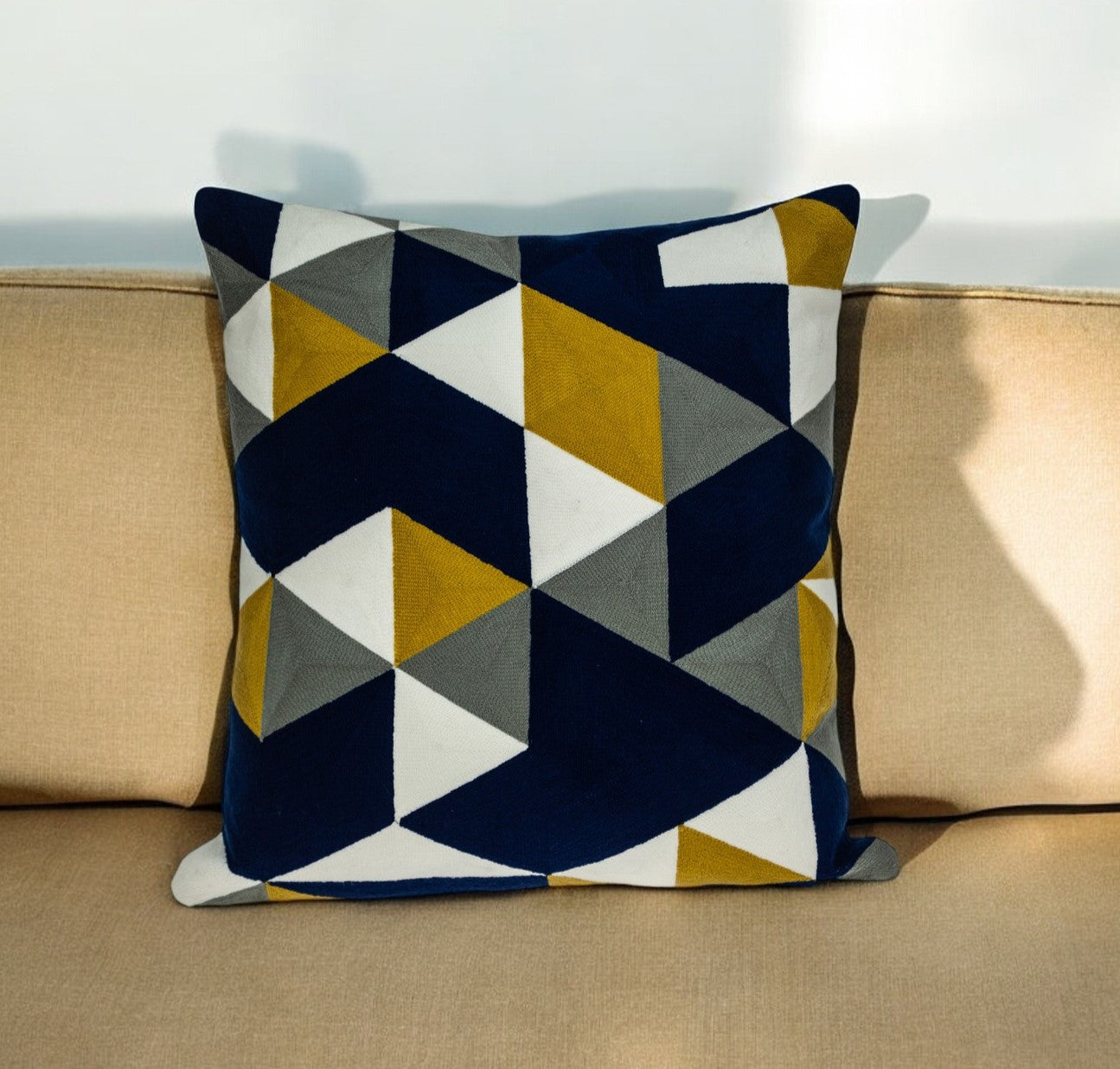 20" Blue and White Cotton Throw Pillow 6.0" (L) x 20.0" (W) x 20.0" (H) FurniFindUSA