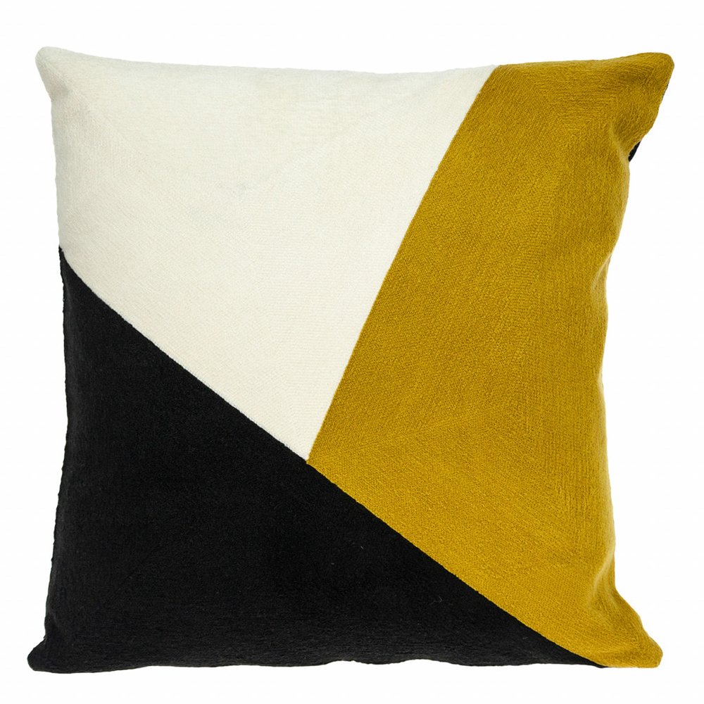 20" Black and Yellow Cotton Throw Pillow — view 1