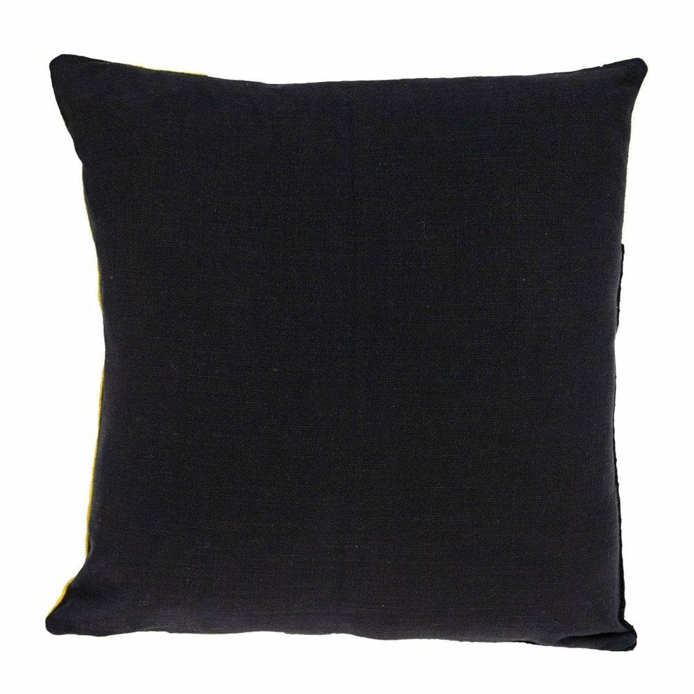 20" Black and Yellow Cotton Throw Pillow — view 2