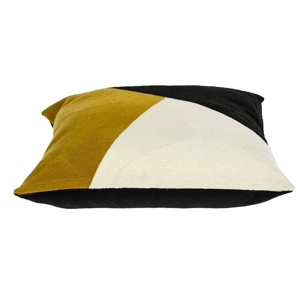 20" Black and Yellow Cotton Throw Pillow — view 3