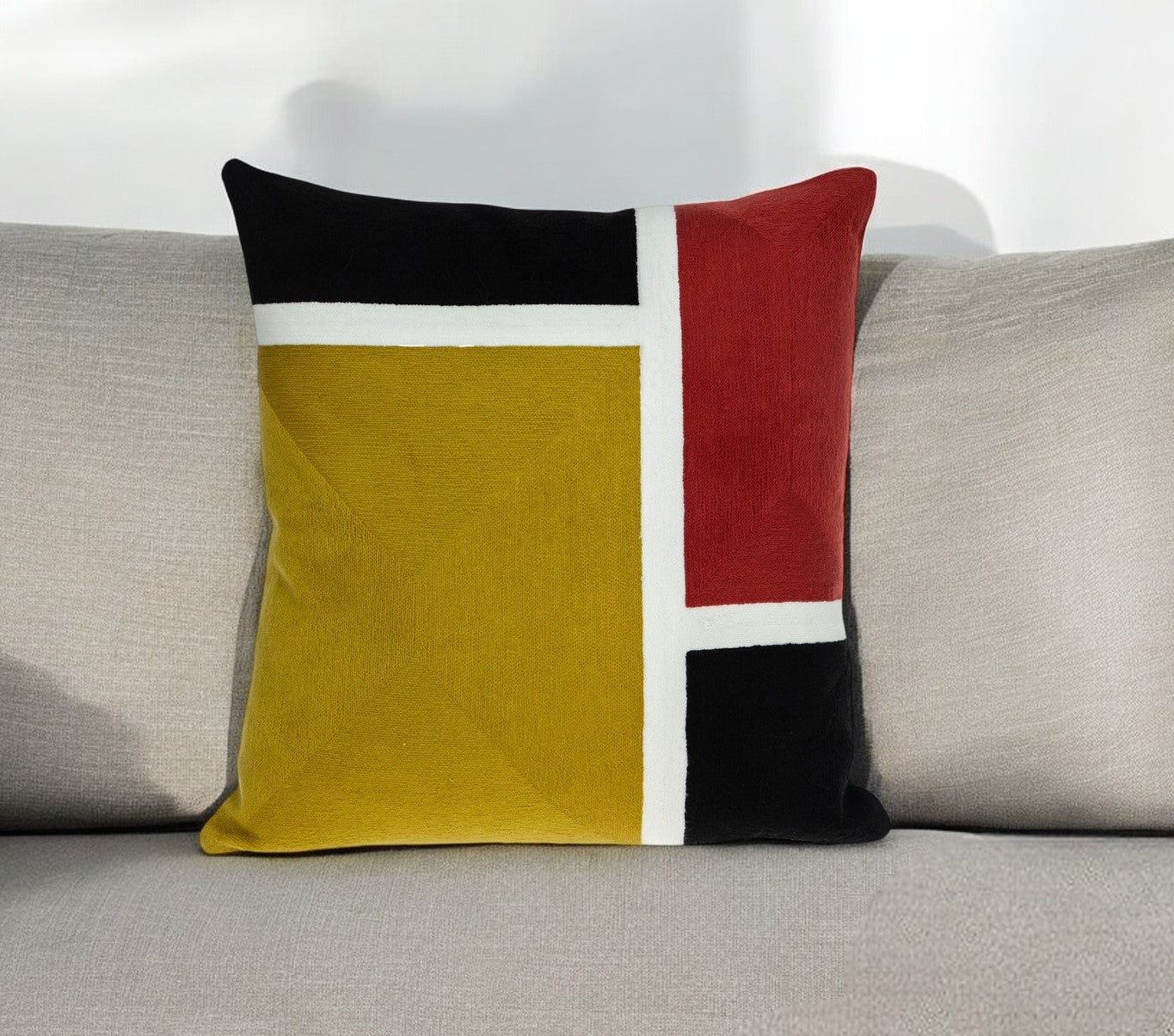 20" Mustard Yellow and Black Cotton Throw Pillow 6.0" (L) x 20.0" (W) x 20.0" (H) FurniFindUSA
