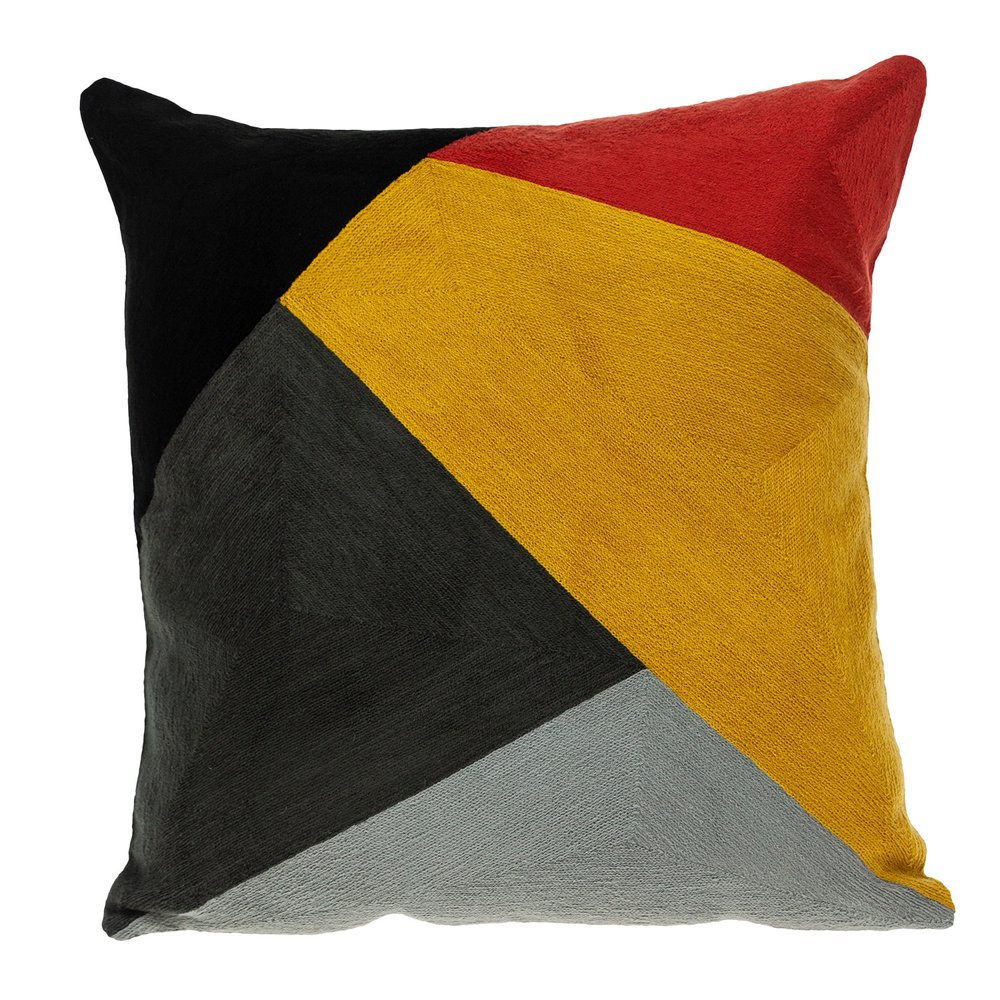 20" Mustard Yellow and Black Cotton Throw Pillow — view 1