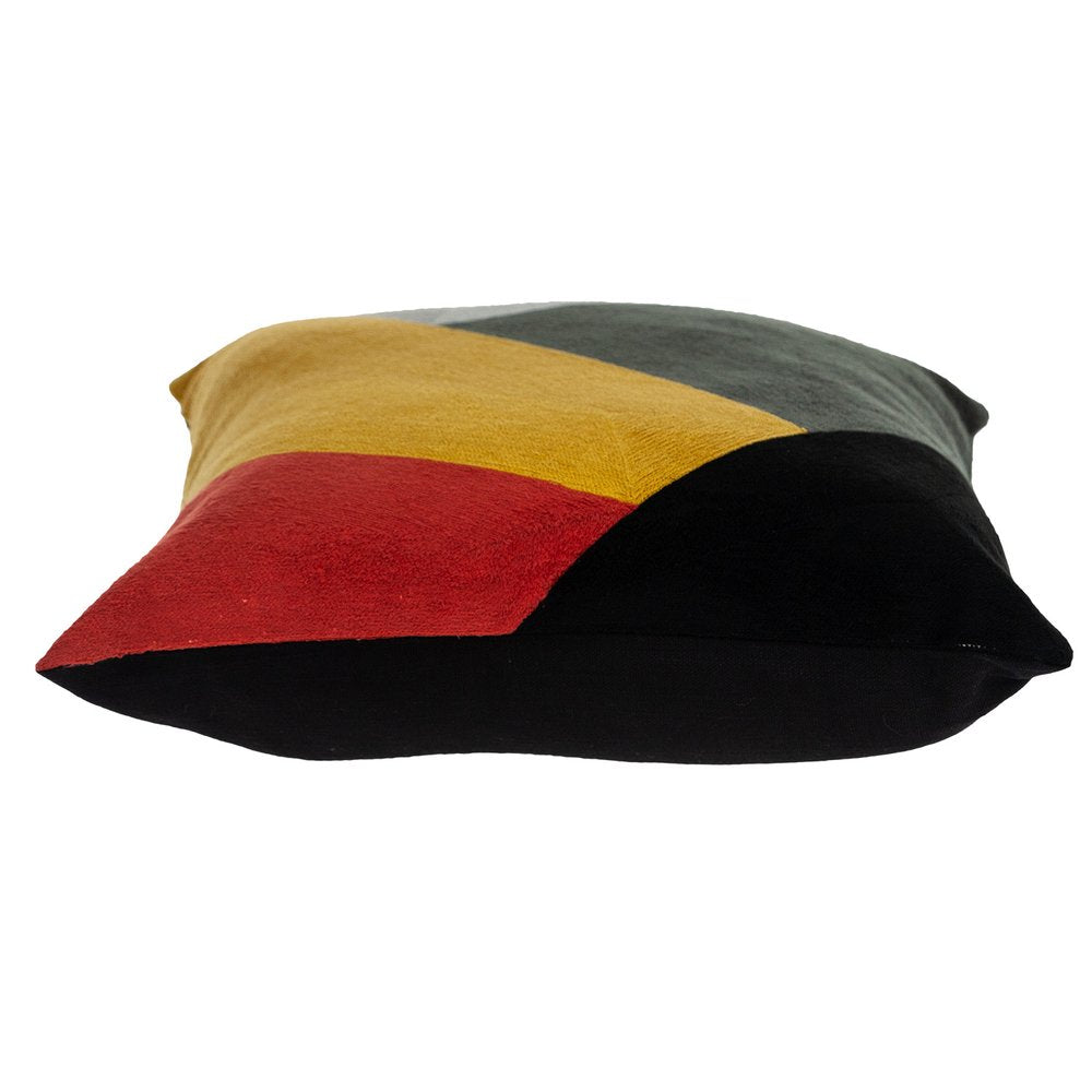 20" Mustard Yellow and Black Cotton Throw Pillow — view 3