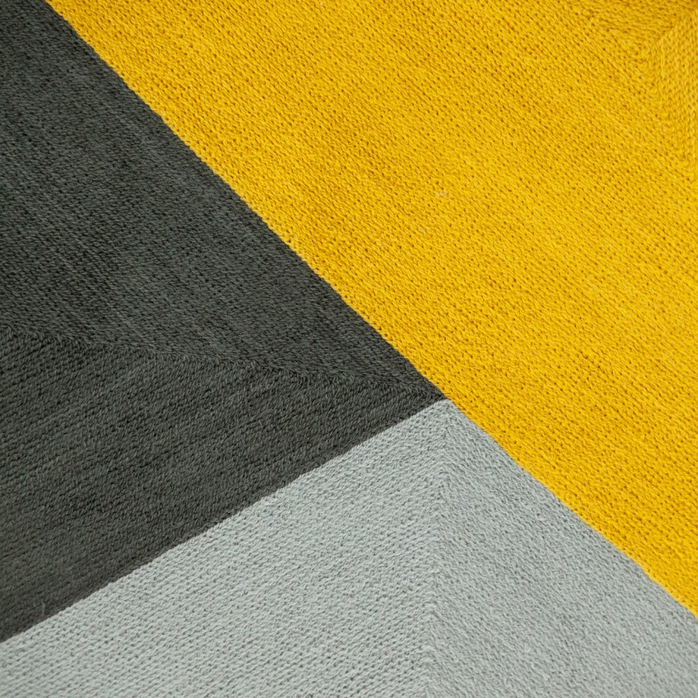 20" Mustard Yellow and Black Cotton Throw Pillow — view 4