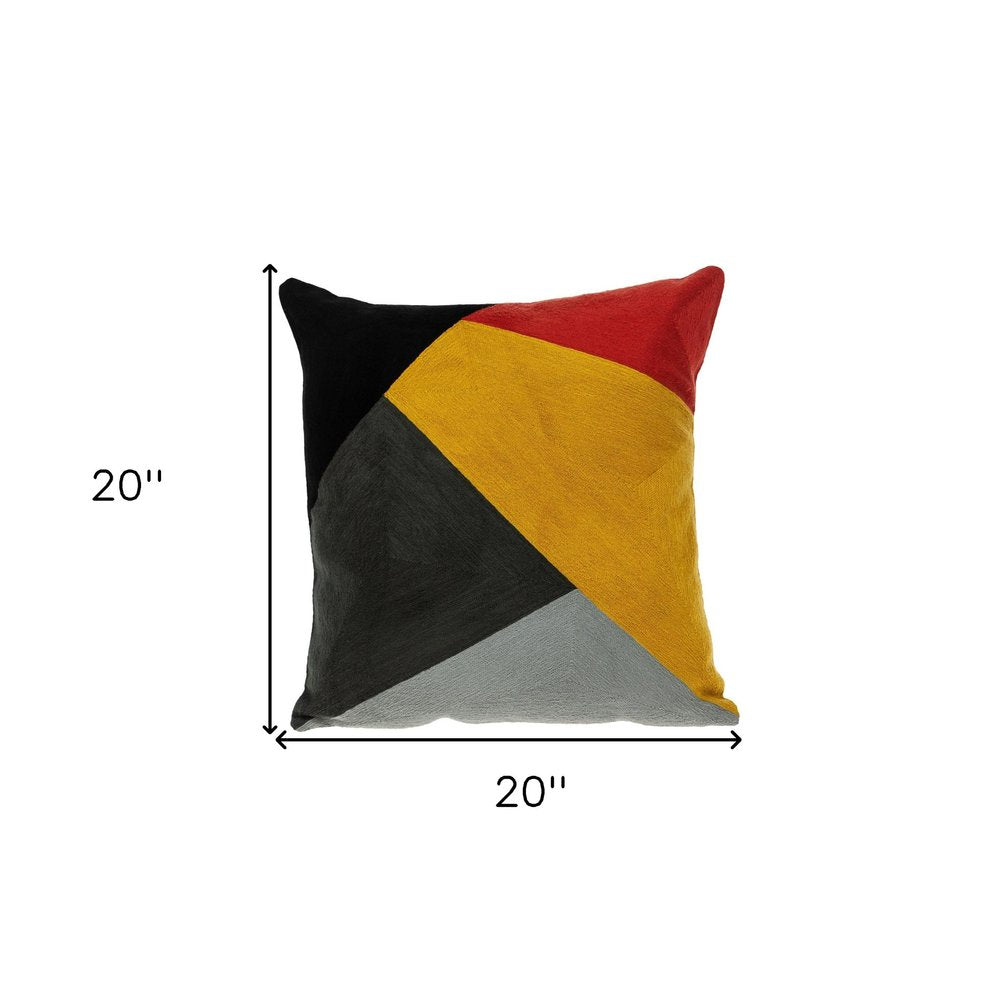 20" Mustard Yellow and Black Cotton Throw Pillow — view 5
