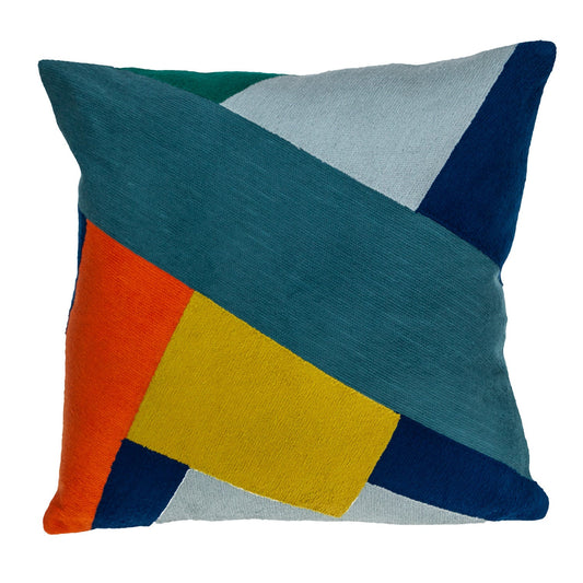20" Blue and Yellow Cotton Throw Pillow FurniFindUSA