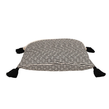 20" x 20" Beige Stripe Pattern Square Accent Throw Pillow with Tassel FurniFindUSA