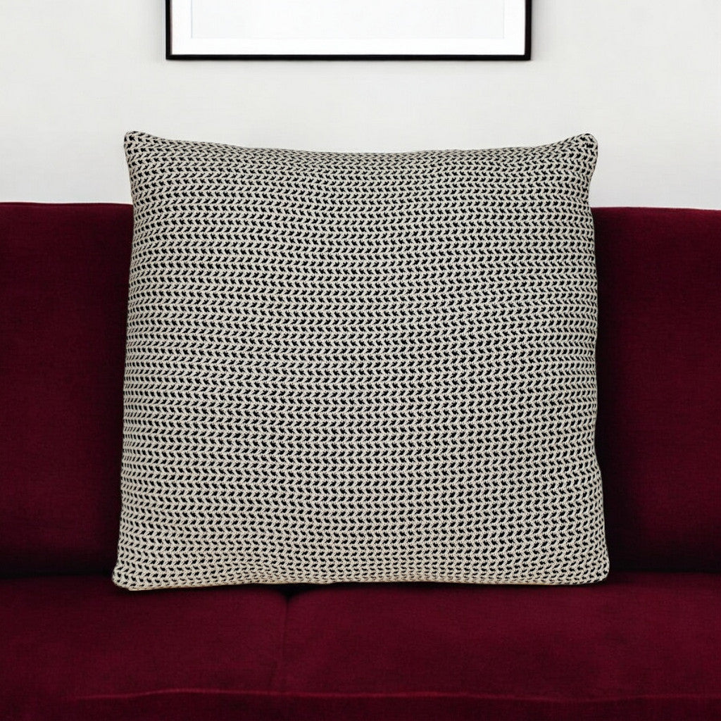 20" x 20" Black and Beige Woven Square Accent Throw Pillow FurniFindUSA