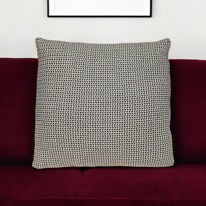 20" x 20" Black and Beige Woven Square Accent Throw Pillow FurniFindUSA