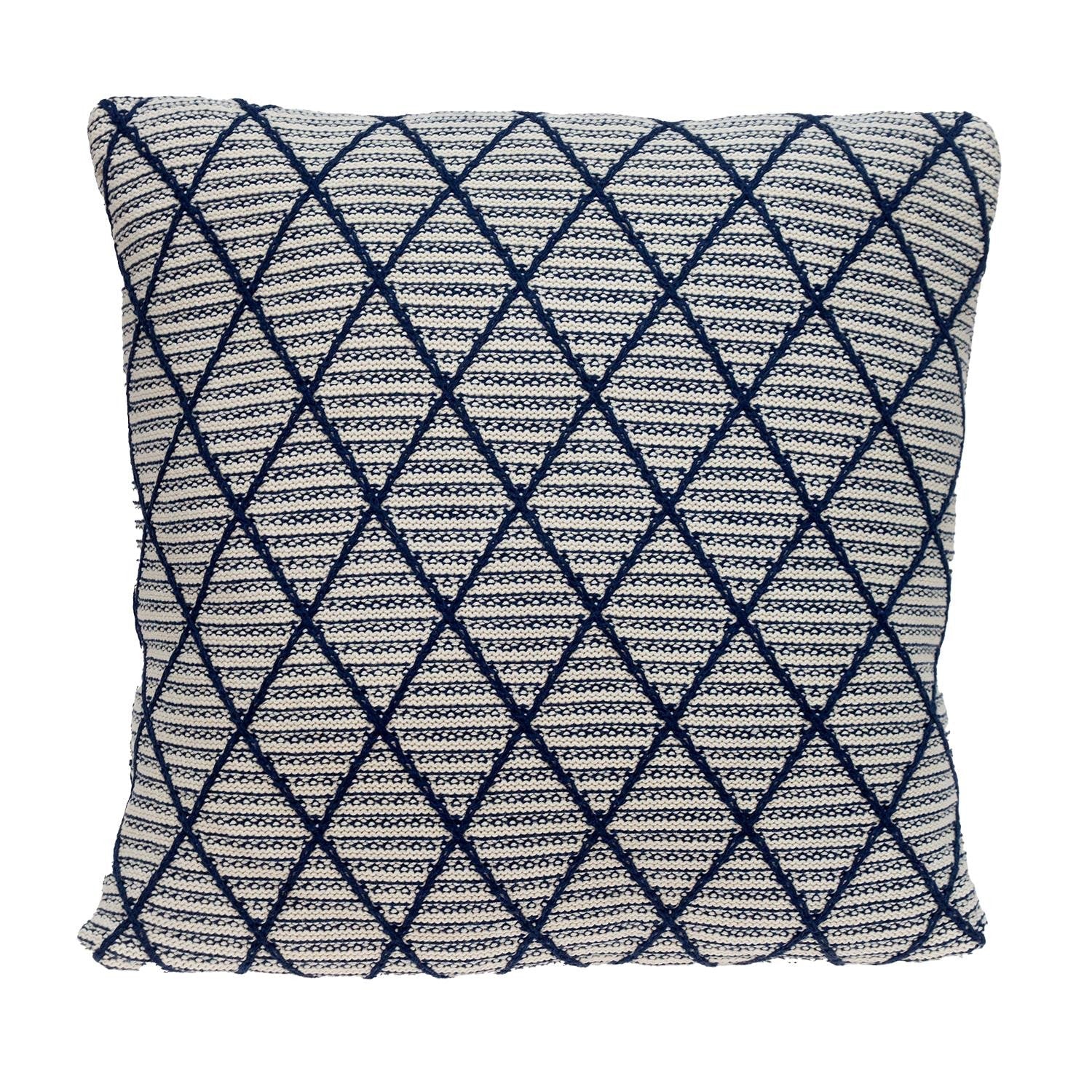 20" x 20" Blue Argyle Transitional Accent Throw Pillow FurniFindUSA