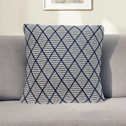 20" x 20" Blue Argyle Transitional Accent Throw Pillow FurniFindUSA