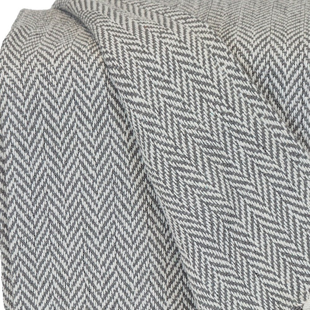 Handloomed Light Gray Cotton Throw Blanket with Tassels — view 5