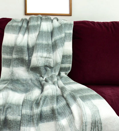 Transitional Gray and White Woven Handloom Throw