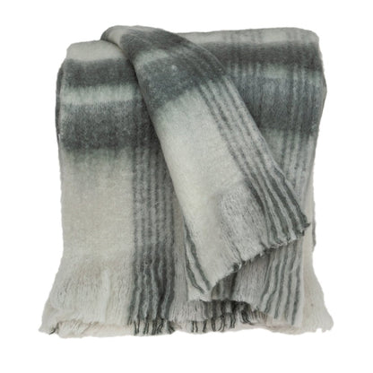 Transitional Gray and White Woven Handloom Throw HomeRoots