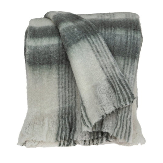 Transitional Gray and White Woven Handloom Throw HomeRoots