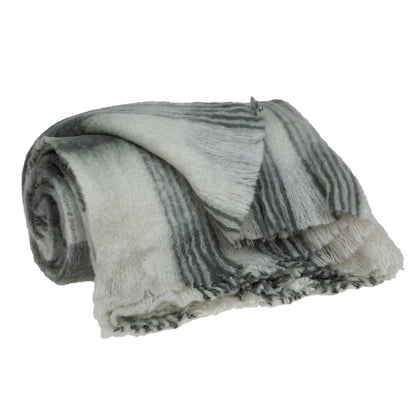 Transitional Gray and White Woven Handloom Throw HomeRoots