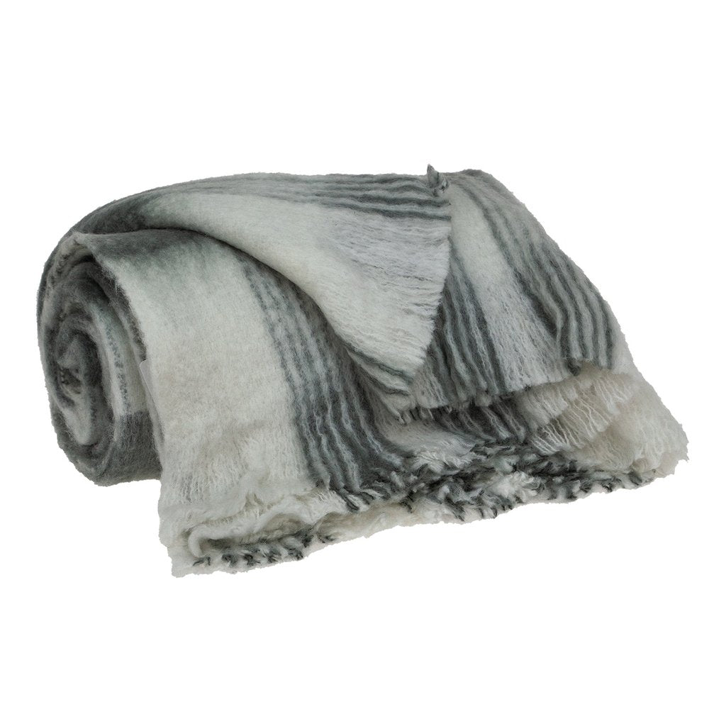 Transitional Gray and White Woven Handloom Throw — view 2