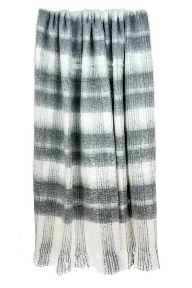 Transitional Gray and White Woven Handloom Throw HomeRoots