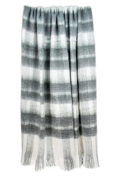Transitional Gray and White Woven Handloom Throw HomeRoots