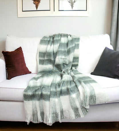 Transitional Gray and White Woven Handloom Throw