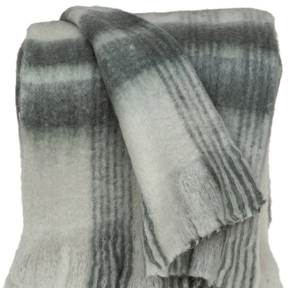 Transitional Gray and White Woven Handloom Throw HomeRoots