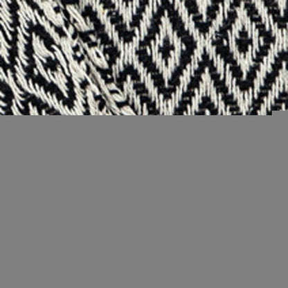 52" X 67" Black And Beige Geometric Diamond Throw Blanket with Tassels HomeRoots