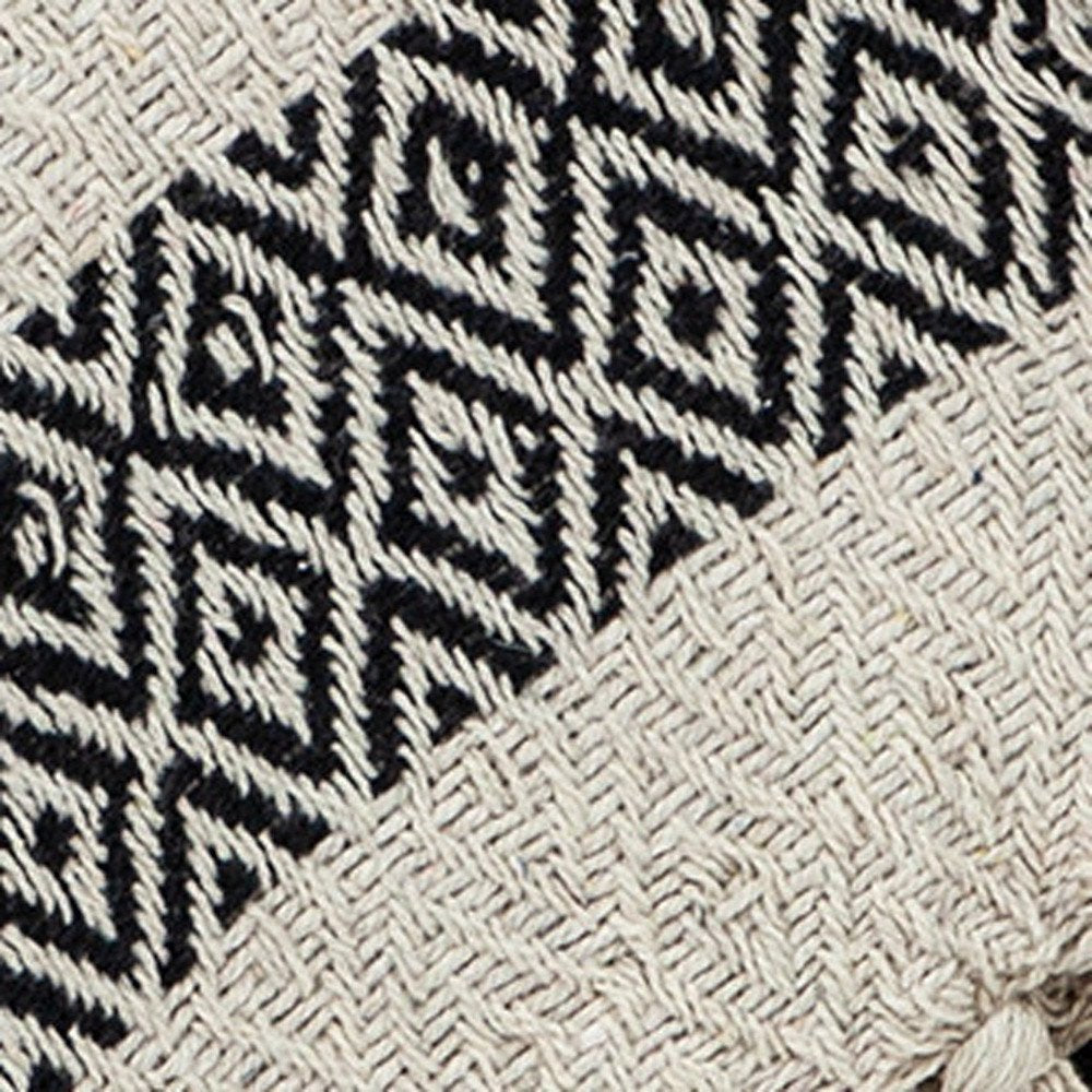 Black and Beige Diamond Weave Soft Cotton Handloom Throw HomeRoots